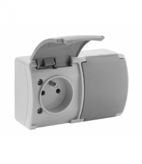 VG-2 Koala Gn. podw. 2x2P+Z n/t IP44 popiel z klapką grafit LX16208