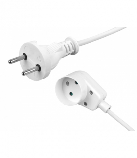 Przedłużacz z jednokrotnym gniazdem kątowym 10A, 3m, biały. LXPS160K