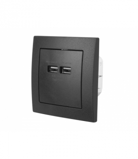 GNIAZDO USBx2 MODERN CZARNE 3,4A+RAMKA LX62U B