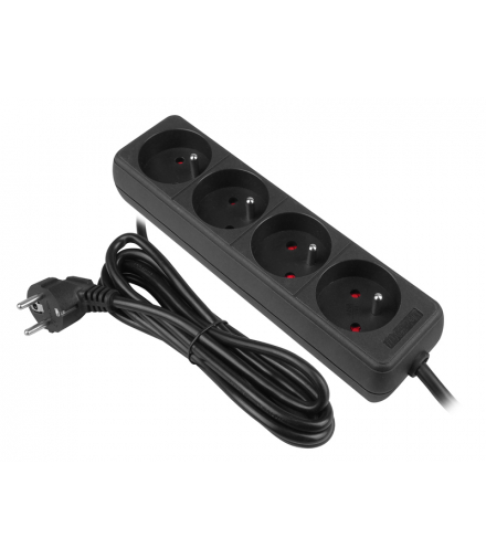 Przedłużacz sieciowy PR-470 3m 4Gu czarny LXPR470/3C