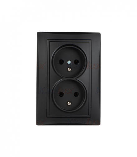 Gniazdo zasilające podwójne francuskie, kompletne z ochroną styków DOMO Kanlux 36617