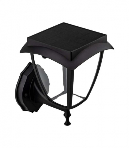 Solarny kinkiet ogrodowy, Kierunek oprawy: Góra, Obudowa: Czarna, Barwa:3000K+6000K, IP44 / V-TAC 2892