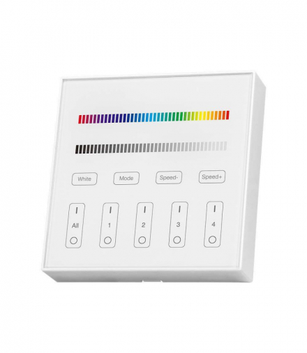 Naścienny sterownik Wifi do paska LED RGB+W, 4 strefowy, Obudowa: Biała V-TAC 2917
