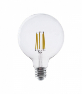 Żarówka LED E27 4W G125 Filament, Klosz Transparentny, Ciepła, Barwa:3000K, Skuteczność: 210lmW V-TAC 2992
