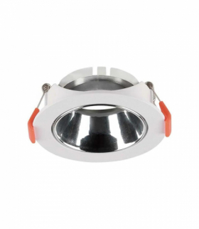 Oprawa wpuszczana Spot, Trzonek:GU10, Okrągła, Biała ramka i chromowany reflektor V-TAC 6647