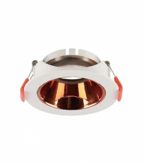 Oprawa wpuszczana Spot, Trzonek:GU10, Okrągła, Biała ramka i złoty róż reflektor V-TAC 6649