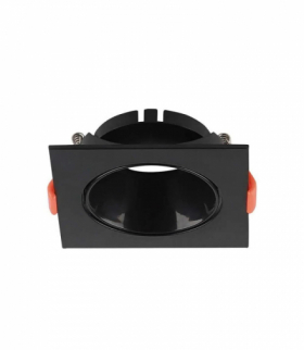 Oprawa wpuszczana Spot, Trzonek:GU10, Kwadratowa, Czarna ramka i czarny reflektor V-TAC 6652