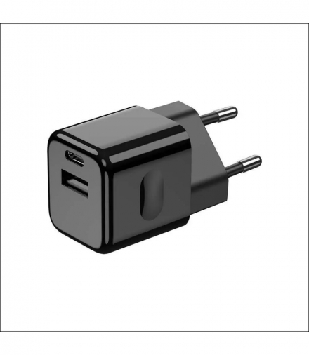 Ładowarka Sieciowa Fast Charger USB + USB C, 30W, Power Delivery, Wtyczka EU, Czarna V-TAC 6679