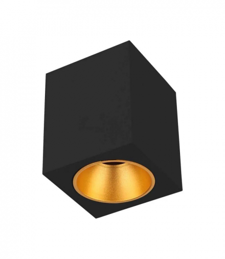Oprawa natynkowa tuba Spot, Trzonek:GU10, Kwadratowa, Czarny, Złoty V-TAC 6693