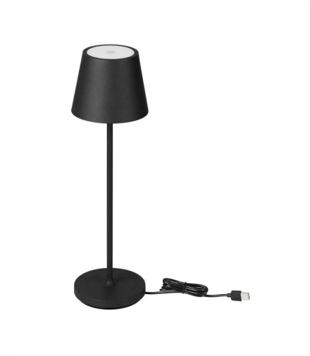 Lampka nocna LED 2W zasilana bateryjnie, Ściemnianie przez dotyk, Barwa: 3000K, Obudowa: Czarna V-TAC 7652
