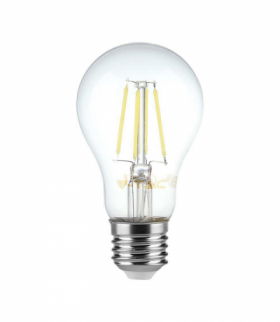 Żarówka LED E27 6W A60 Filament, Klosz Transparentny Ciepła, Barwa:3000K, V-TAC 214272