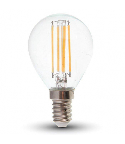 Żarówka LED E14 4W P45 Filament, Klosz Transparentny /Ciepła, Barwa:3000K, V-TAC 214300