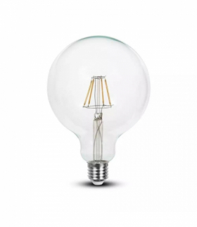 Żarówka LED E27 6W G125 Filament, Klosz Transparentny Ciepła, Barwa:3000K, V-TAC 214304