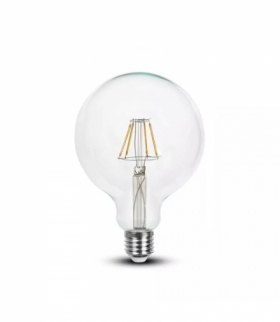 Żarówka LED E27 6W G95 Filament, Klosz Transparentny, Ciepła, Barwa:3000K, V-TAC 214305