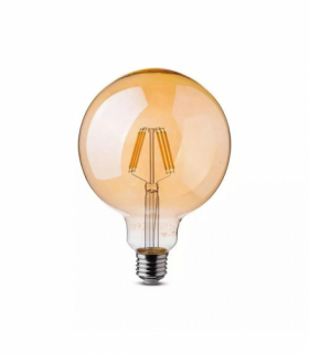 Żarówka LED E27 4W G125 Filament, Klosz: Bursztynowy, Super Ciepła (barwa zachód słońca), Barwa:2200K, V-TAC 214473