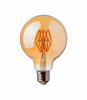 Żarówka LED E27 8W G95 Filament, Klosz Bursztynowy, Super Ciepła (barwa zachód słońca), Barwa:2200K, V-TAC 217145