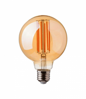 Żarówka LED E27 7W G95 Filament, Klosz Bursztynowy, Super Ciepła (barwa zachód słońca), Barwa:2200K, V-TAC 217147