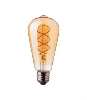 Żarówka LED E27 5W ST64 Filament, Super Ciepła (barwa zachód słońca), Barwa:2200K, Klosz: Bursztynowy, V-TAC 217218