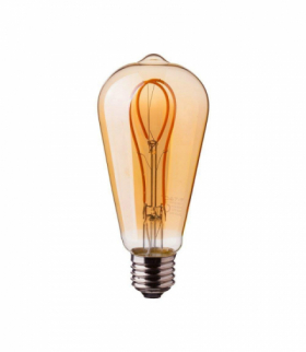 Żarówka LED E27 5W ST64 Filament-Deko, Super Ciepła (barwa zachód słońca), Barwa:2200K, Klosz: Bursztynowy, V-TAC 217220