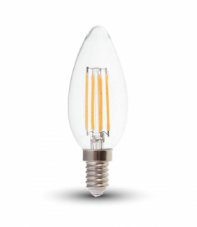 Żarówka LED E14 4W C35 Filament, Klosz Transparentny, Neutralna, Barwa:4000K, V-TAC 214413