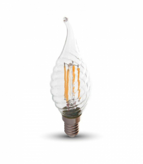 Żarówka LED E14 4W CF37 Filament Twist, Klosz Transparentny, Neutralna, Barwa:4000K, V-TAC 214431