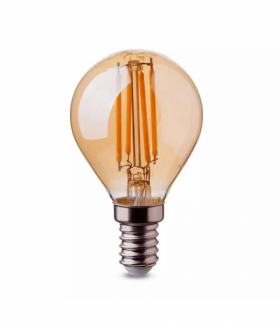Żarówka LED E14 4W P45 Filament, Klosz Bursztynowy, Super Ciepła (barwa zachód słońca), Barwa:2200K, V-TAC 214499
