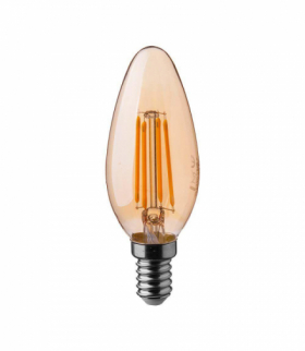 Żarówka LED E14 4W C35 Filament, Klosz: Bursztynowy, Super Ciepła (barwa zachód słońca), Barwa:2200K, V-TAC 217113