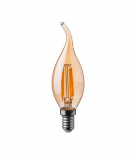 Żarówka LED E14 4W C35 Filament, Klosz: Bursztynowy, Super Ciepła (barwa zachód słońca), Barwa:2200K, V-TAC 217114