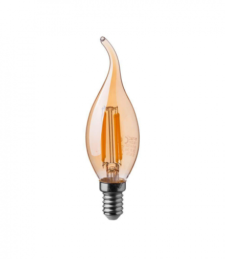 Żarówka LED E14 4W C35 Filament, Klosz: Bursztynowy, Super Ciepła (barwa zachód słońca), Barwa:2200K, V-TAC 217114