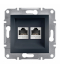 Asfora Gniazdo komputerowe RJ45 2x kat.6 UTP bez ramki antracyt Schneider EPH4800171