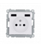Gniazdo wtyczkowe z ładowarką 2xUSB, 2.1A, 5V DC, 230V biały DGZ1ZUSB2AA.01/11