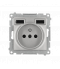 Gniazdo wtyczkowe z ładowarką 2xUSB, 2.1A, 5V DC, 230V srebrny mat, metalizowany DGZ1ZUSB2AA.01/43