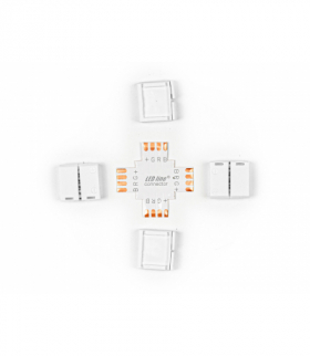 Łącznik do taśm LED CLICK CONNECTOR kątowy 10 mm 4 PIN Typ + RGB LEDline 246531