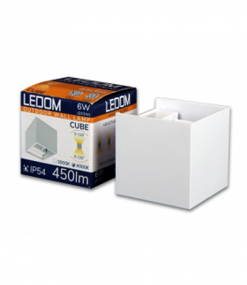 Kinkiet zewnętrzny LED 2x3W 4000K IP54 biały CUBE. Ledom 478184