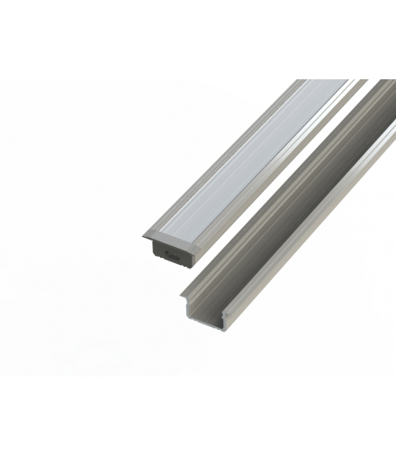 Profil aluminiowy 10 mm wpuszczany anodowany 2 metry + szybka mleczna LEDline 478580