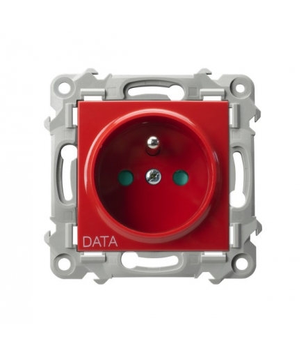 Szafir GP-1ZZDP/m/00 Gniazdo pojedyncze z uziemieniem DATA z przesłonami torów prądowych Biały Ospel
