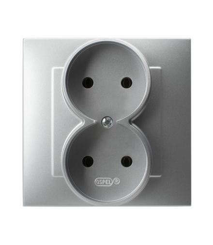 Szafir GP-2Z/18 Gniazdo podwójne kompletne z ramką Srebro Ospel