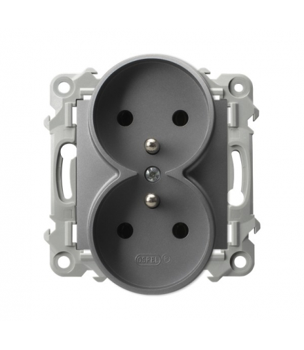 Szafir GP-2ZRZ/m/70 Gniazdo podwójne z uziemieniem moduł bez ramki Szary mat Ospel