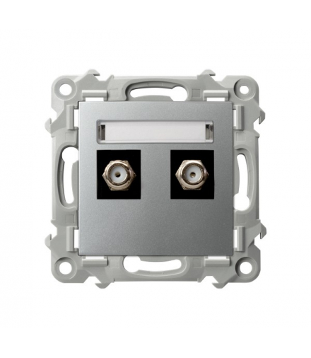 Szafir GPA-2ZF/m/18 Gniazdo antenowe typu F podwójne Srebro Ospel