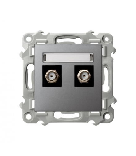 Szafir GPA-2ZF/m/70 Gniazdo antenowe typu F podwójne Szary mat Ospel