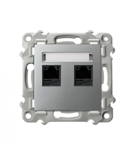 Szafir GPK-2Z/K/m/18 Gniazdo komputerowe podwójne, kat. 5e MMC Srebro Ospel