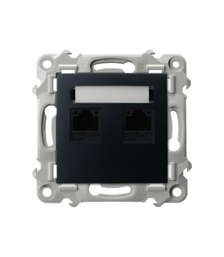 Szafir GPK-2Z/K/m/33 Gniazdo komputerowe podwójne, kat. 5e MMC Czarny metalik Ospel