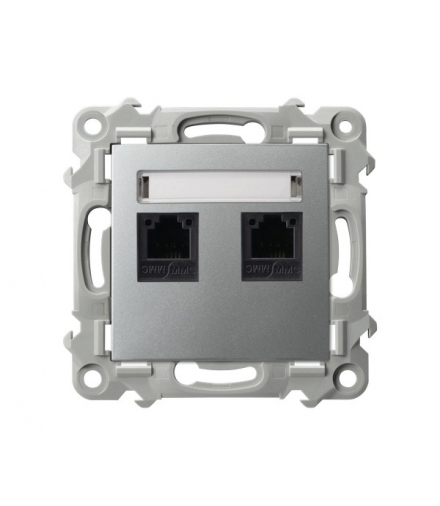 Szafir GPT-2ZN/m/18 Gniazdo telefoniczne podwójne niezależne Srebro Ospel
