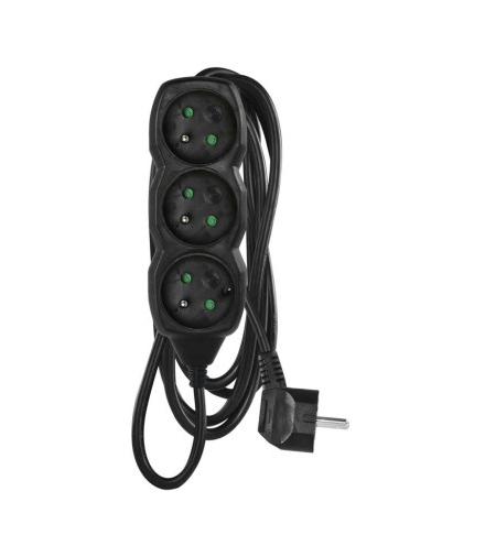 Przedłużacz 3 m / 3 gniazda / czarny / PVC / 1,5 mm2 EMOS PC0313R