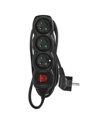 Przedłużacz 3 m / 3 gniazda / z wyłącznikiem / czarny / PVC / 1,5 mm2 EMOS PC1313R