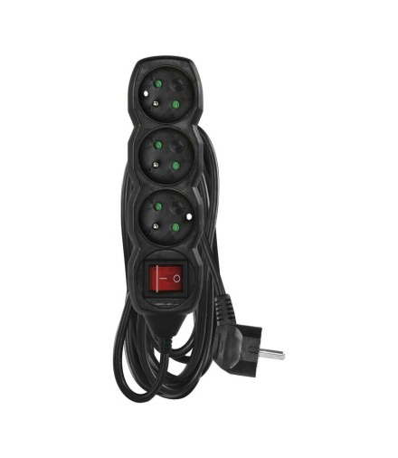 Przedłużacz 5 m / 3 gniazda / z wyłącznikiem / czarny / PVC / 1,5 mm2 EMOS PC1315R