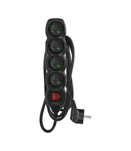 Przedłużacz 3 m / 4 gniazda / z wyłącznikiem / czarny / PVC / 1,5 mm2 EMOS PC1413R