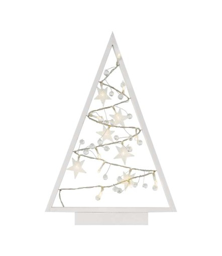 Dekoracje - 15 LED świecąca choinka z ozdobami 40 cm, 2x AA, ciepła biel, IP20, timer EMOS DCWW27