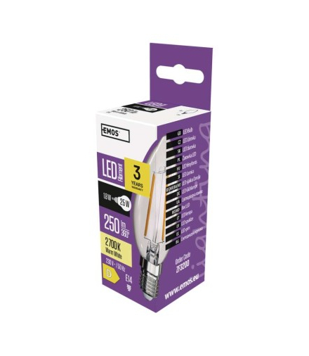 Żarówka LED Filament candle 1,8W E14 ciepła biel EMOS ZF3200
