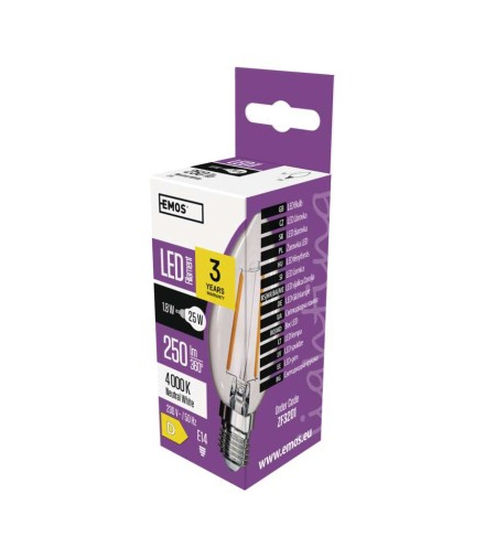 Żarówka LED Filament candle 1,8W E14 neutralna biel EMOS ZF3201